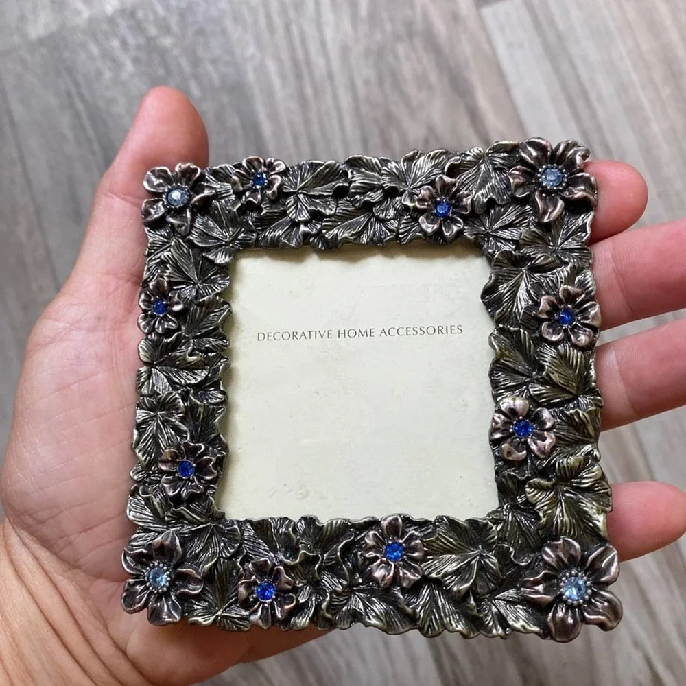 Sweet Pair‎ of Cynthia Royce Metal Photo Frames w/ Blue Crystals